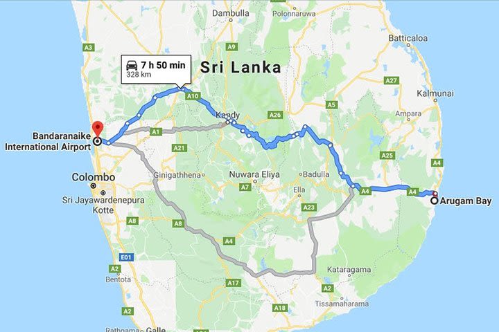 Arugam Bay City to Colombo Airport (CMB) Private Transfer image