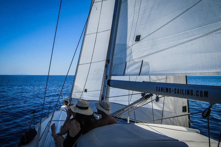 Honeymoon private day sailing tour from Naxos with fresh fish and champagne image