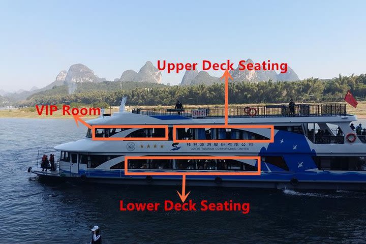 1-Day Relaxing Li River Cruise with the 4 Star Luxury boat Upper Deck Seating image