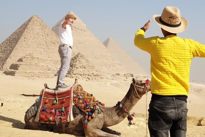 8-Hour tour Pyramids Sphinx Egyptian Museum Bazaar Camel Ride Lunch from Cairo image