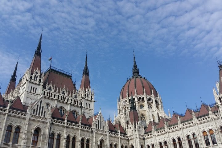 Panoramic Budapest with Hungarian salami tasting image