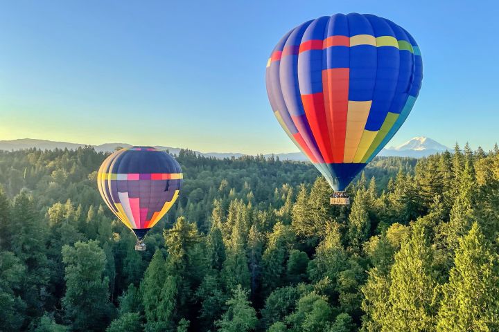 Sunrise Hot Air Balloon Ride In Front Of Mt. Rainier image