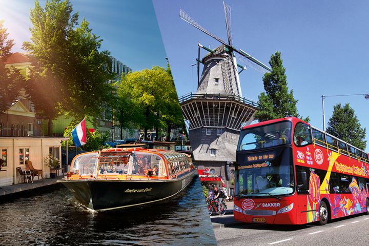 Bus Hop-on Hop-off + Croisière sur les canaux d'Amsterdam image