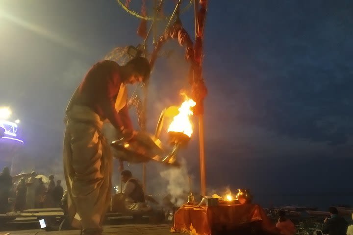 Walking tour in Varanasi along the ghats (riverbank) in Morning  image