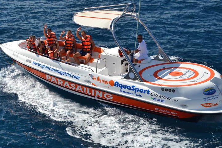 Passenger Boat Parascending In Marina Rubicon image