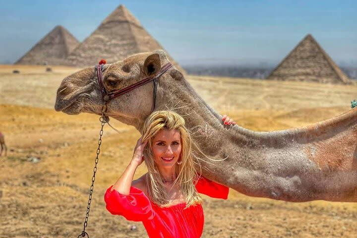 Full Day Tour to Giza Pyramids with Camel Ride and Egyptian Museum in Cairo image