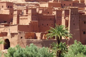 The kasbah of Ait Benhaddou in Morocco during the 5 day tour from Rabat to Merzouga desert.