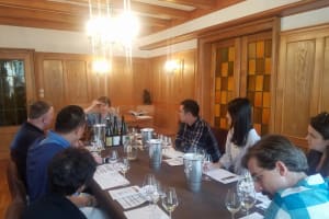 Guided wine tasting during an Alsace Wine Route half-day tour from Colmar