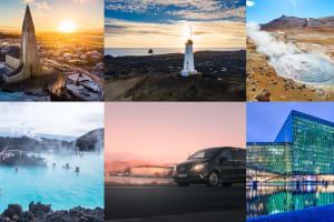A collage of different places you will visit during your Private 5-Hour Reykjavik Driving Tour