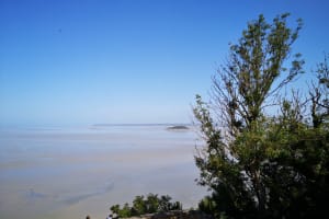 View from the ramparts overlooking the vast tidal bay and sandbanks