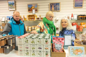 Travellers browsing through a local speciality store in downtown Reykjavik