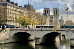 Bridge over the Seine with Notre-Dame Cathedral in the background