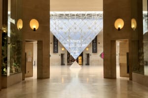 The inverted glass pyramid inside the Carrousel du Louvre