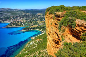Panoramic viewpoint overlooking Cassis village and Mediterranean coastline explored during a Provence tour