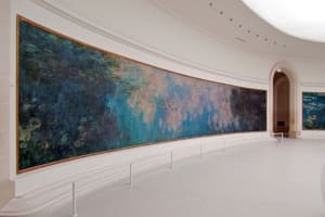 Monet’s Water Lilies displayed in the oval Orangerie gallery