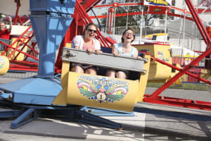 2 guests on a ride at Funspot