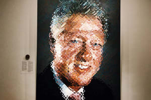 Colorful mosaic-style portrait displayed in a Smithsonian museum