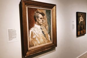 Framed portrait of Abraham Lincoln displayed at the National Portrait Gallery