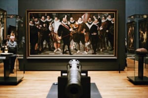Rembrandt’s The Night Watch displayed inside the Rijksmuseum