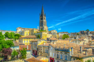 Panoramic view of Saint-Émilion village and surrounding vineyards explored during a full-day small group wine tour from Bordeaux