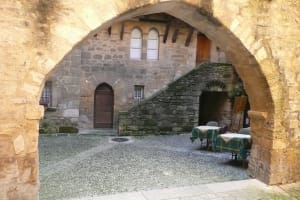 Golden limestone medieval architecture lining the cobbled streets of Sarlat-la-Canéda in the Dordogne, Périgord Noir