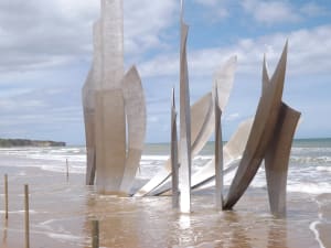 Memorial monument honoring Allied soldiers at Omaha Beach