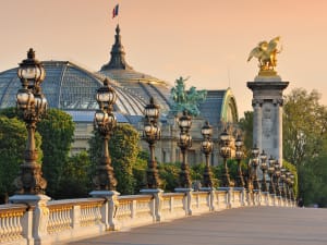 Paris bridges crossing the Seine River