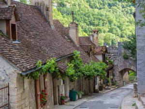 Narrow medieval street in Rocamadour village