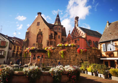 Colorful circular streets of Eguisheim explored during Alsace highlights tour from Colmar