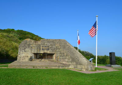 German defensive bunker overlooking Omaha Beach from World War II