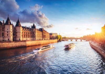 Notre Dame and Paris bridges seen from a Seine cruise