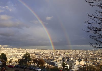 Rainbow over Paris viewed from Montmartre