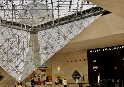 The inverted glass pyramid above the Carrousel du Louvre entrance
