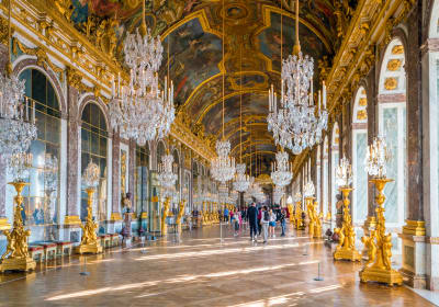 Interior of the Hall of Mirrors in Versailles Palace