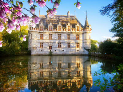 Reflection of Azay-le-Rideau castle in the river