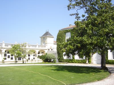 Prestigious Médoc château visited during a small group wine tour from Bordeaux