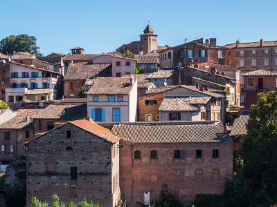 Traditional brick houses in the historic centre of Gaillac, France