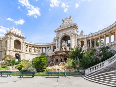 Grand Palais Longchamp with fountain and curved colonnade in Marseille
