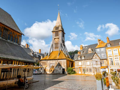 Wooden Sainte-Catherine Church in Honfleur with separate bell tower