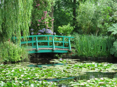 Japanese bridge over the water lily pond in Monet’s garden