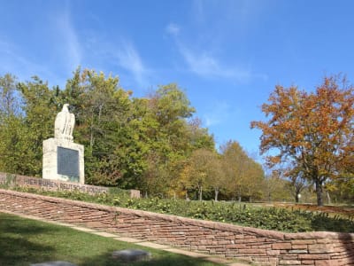Statue overlooking the German military cemetery at Hartmannswillerkopf