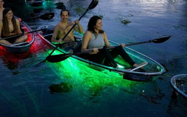 Neon Night Glow Clear Paddleboard or Clear Kayak in Paradise