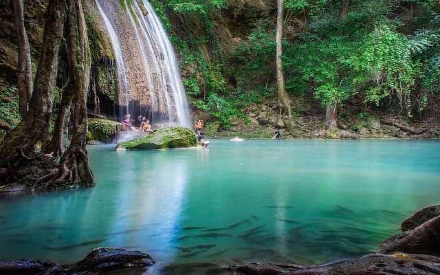 Thaka Floating Market & Erawan Falls Adventure