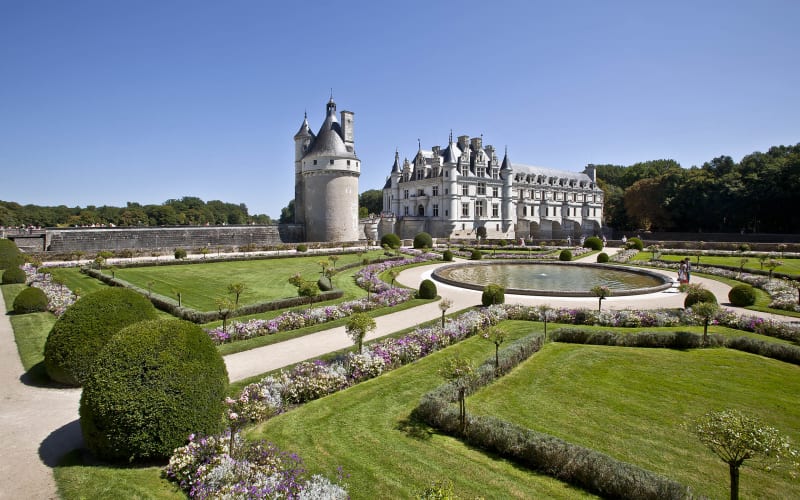 Formal gardens of Chenonceau Castle