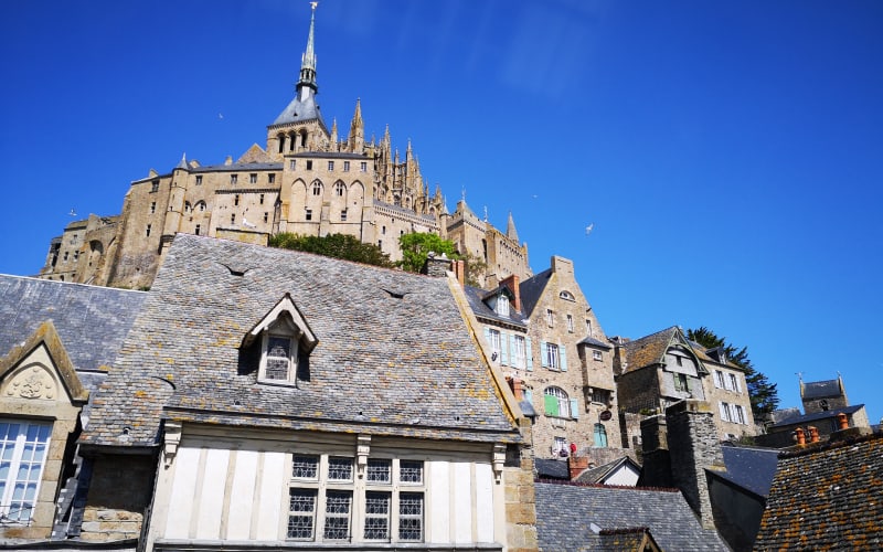 Medieval Street of Mont Saint Michel Village