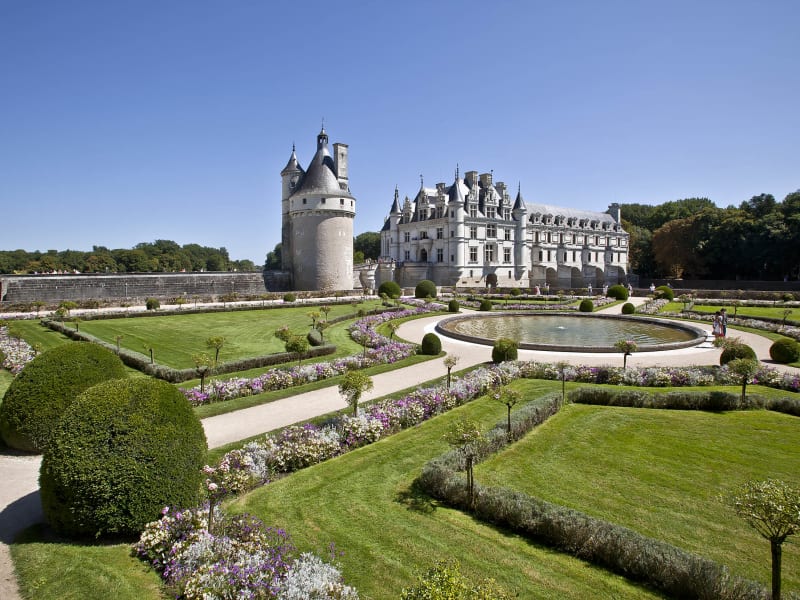 Formal gardens of Chenonceau Castle