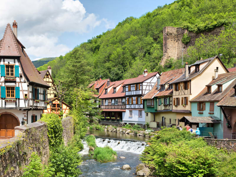 Medieval bridge and village center of Kaysersberg explored during a half-day tour from Colmar