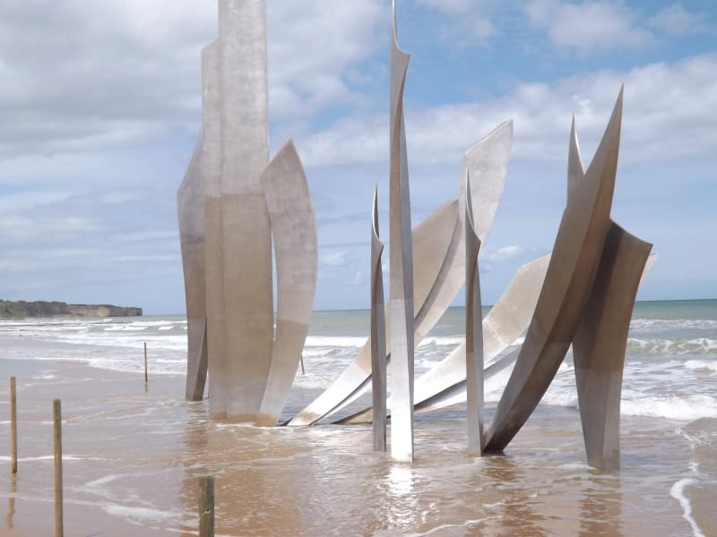 Memorial monument honoring Allied soldiers at Omaha Beach