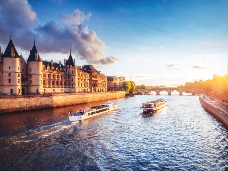 Notre Dame and Paris bridges seen from a Seine cruise