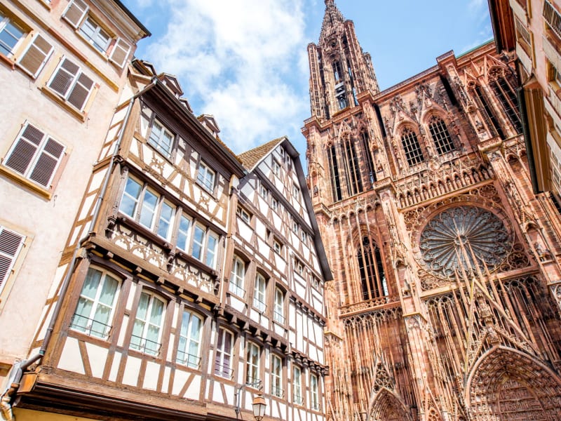 Strasbourg cathedral and historic old town streets